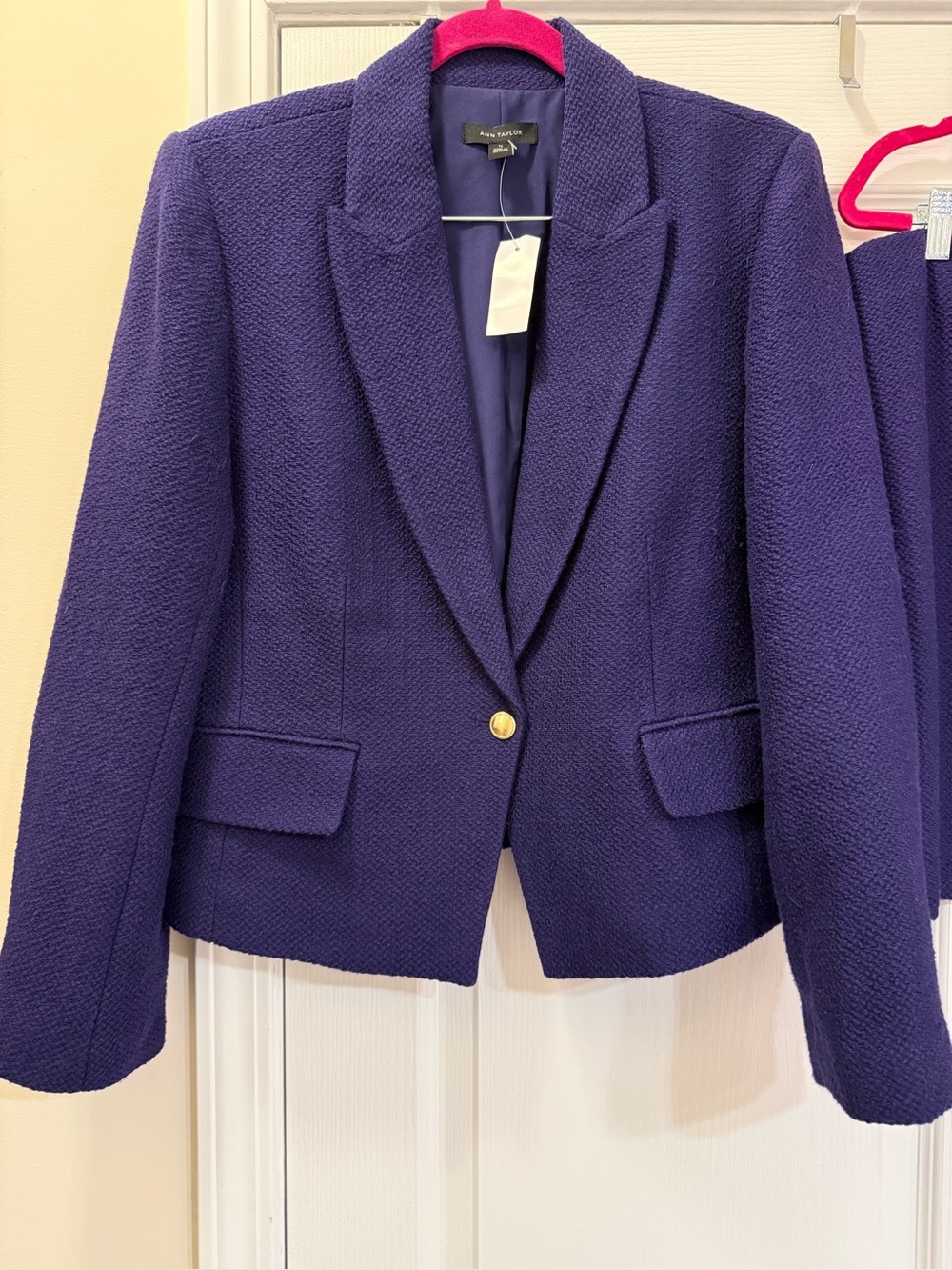 NWT Ann Taylor Deep Purple Textured Blazer & Skirt Set - Picture 2 of 11